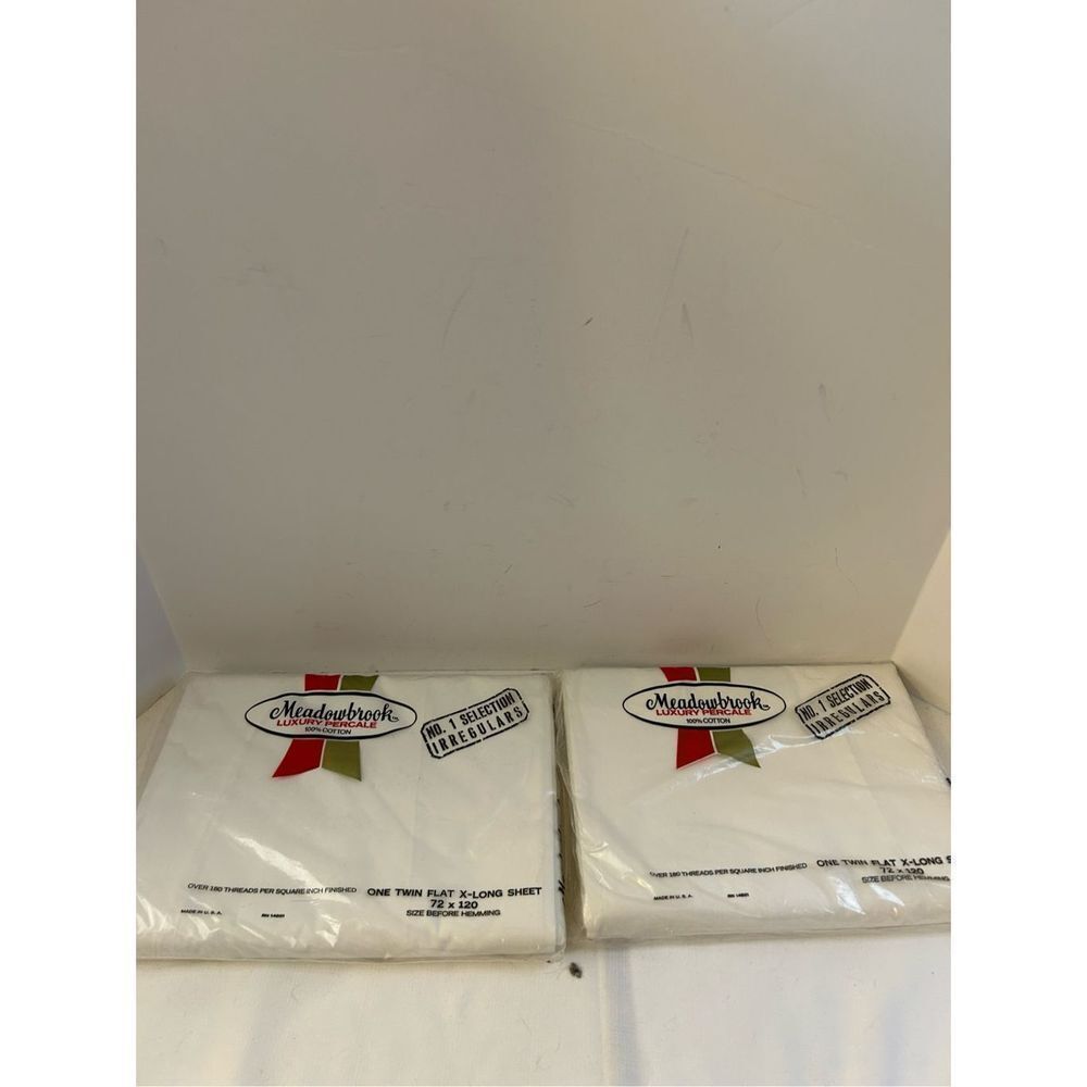 2 Meadowbrook Luxury Percale‎ sheets USA irregular 72x120 new